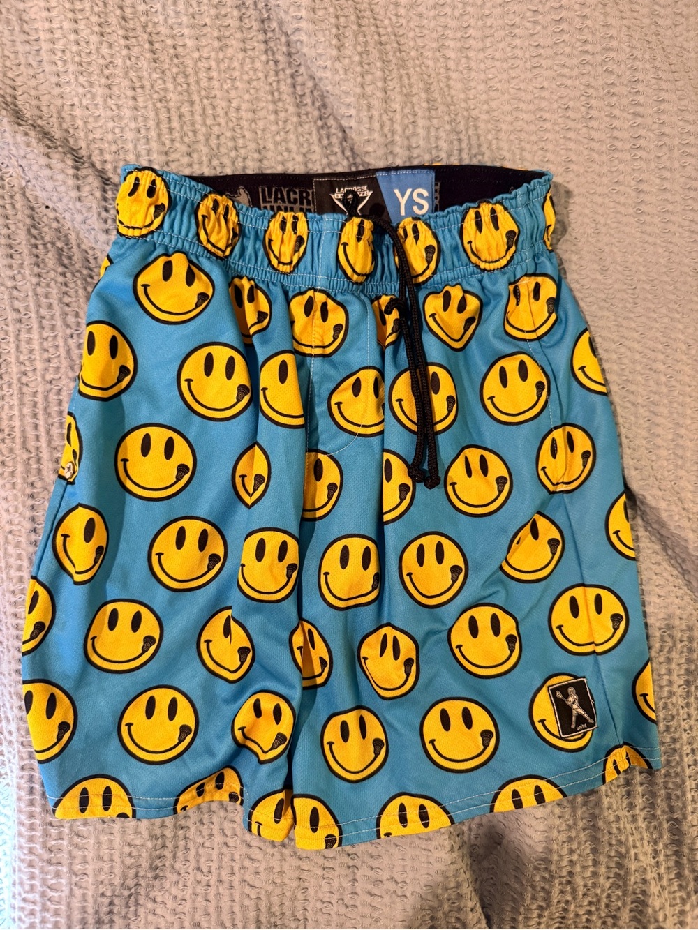 Lacrosse unlimited Smiley Face Blue Kids lacrosse Shorts